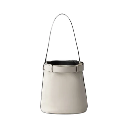 Prada Buckle Leather Bucket Bag With Belt