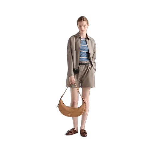 Prada Demi-Lune Large Leather Shoulder Bag