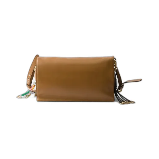 Prada Soft Sound Large Leather Shoulder Bag With Charms