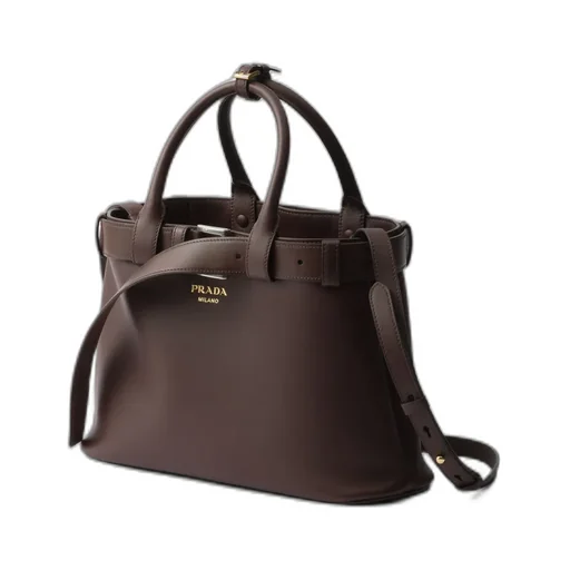 Prada Buckle Small Leather Handbag With Belt