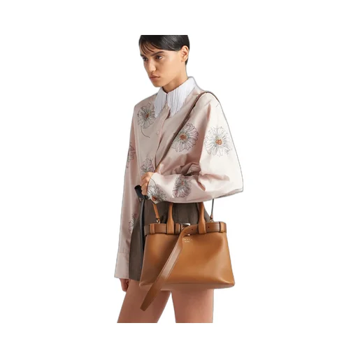 Prada Buckle Small Leather Handbag With Belt