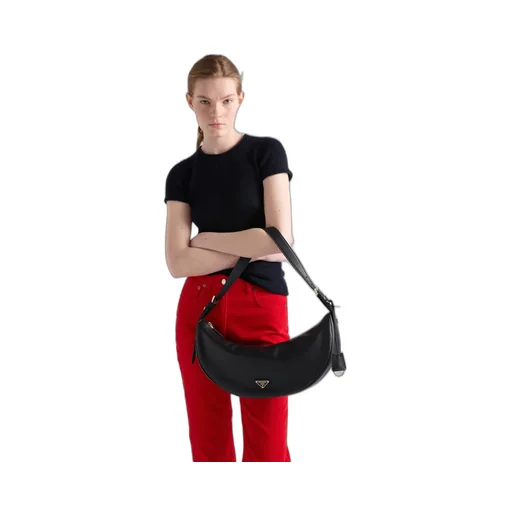 Prada Demi-Lune Large Leather Shoulder Bag