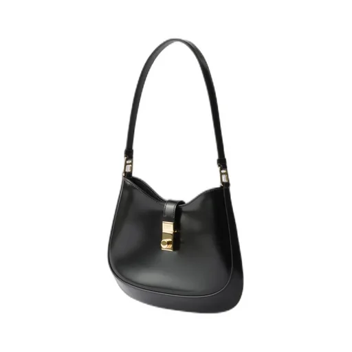 Prada Cleo Brushed Leather Shoulder Bag With Clasp Closure