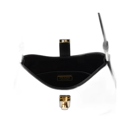 Prada Cleo Brushed Leather Shoulder Bag With Clasp Closure