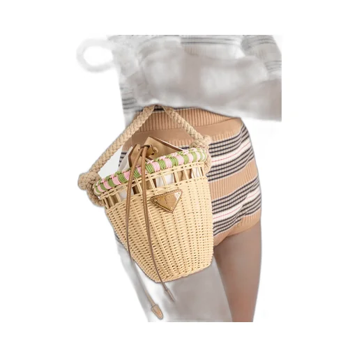 Wicker Mini Bucket Bag
