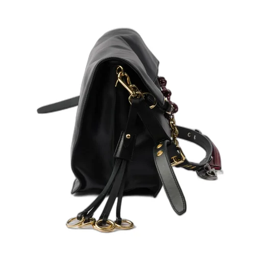 Prada Soft Sound Large Leather Shoulder Bag With Charms