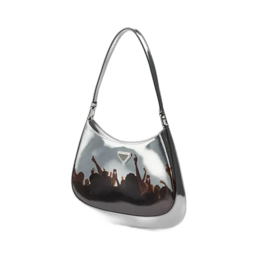 Prada Cleo Printed Brushed Leather Shoulder Bag