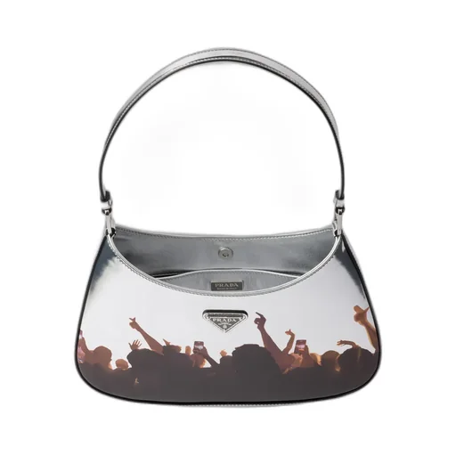 Prada Cleo Printed Brushed Leather Shoulder Bag