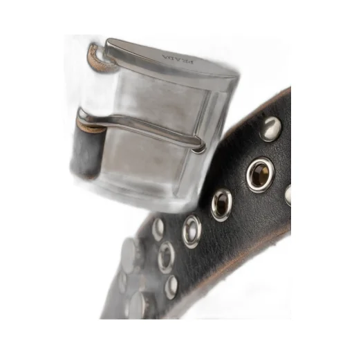 Prada Buckle Leather Bucket Bag With Studded Belt