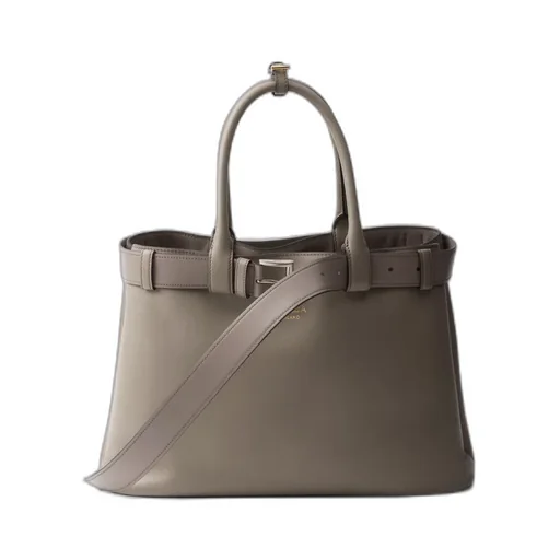 Prada Buckle Large Leather Handbag With Belt