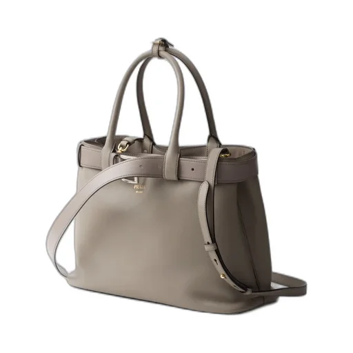 Prada Buckle Large Leather Handbag With Belt