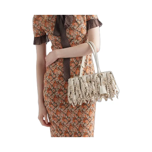 Prada Galleria Medium Nappa Leather Bag With Fringe And Studs