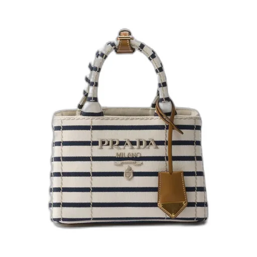 Prada JardiniÈRe Striped Cotton Canvas Mini-Bag