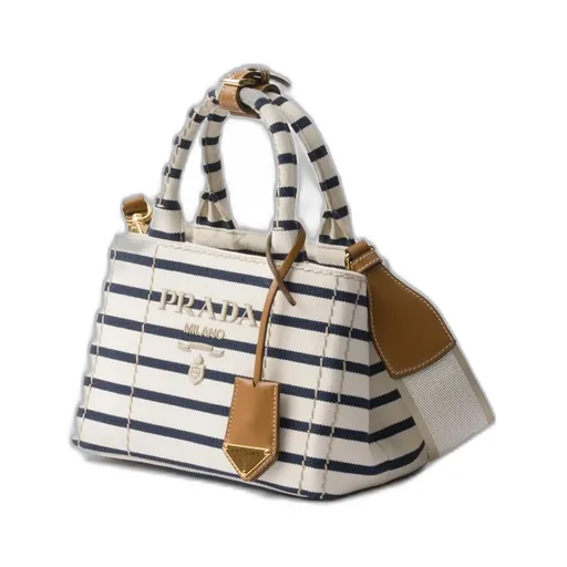 Prada JardiniÈRe Striped Cotton Canvas Mini-Bag