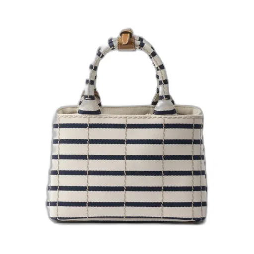Prada JardiniÈRe Striped Cotton Canvas Mini-Bag