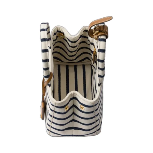 Prada JardiniÈRe Striped Cotton Canvas Mini-Bag