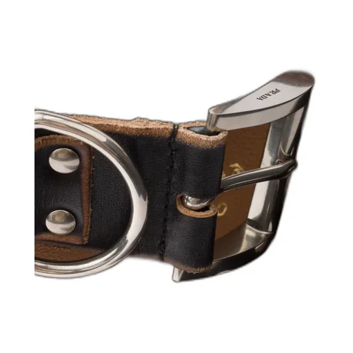 Large Prada Buckle Leather Bag With Studded Belt