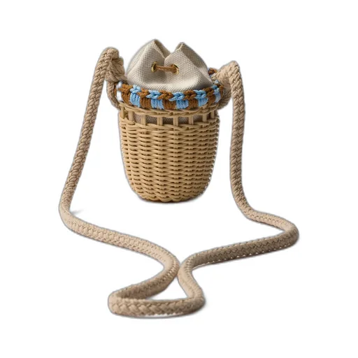 Wicker And Linen-Blend Mini-Bag