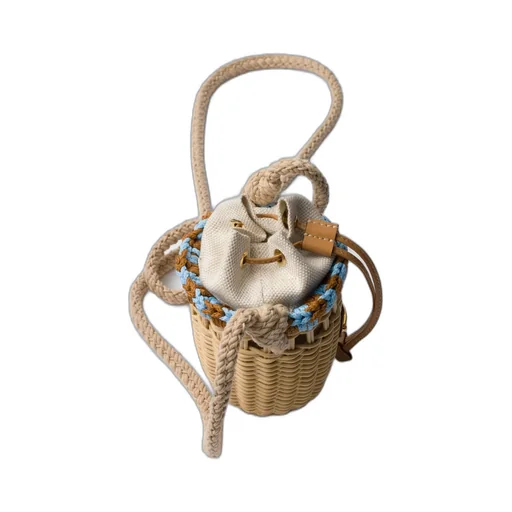Wicker And Linen-Blend Mini-Bag