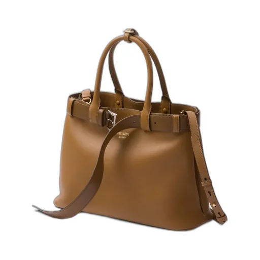 Prada Buckle Large Leather Handbag With Belt