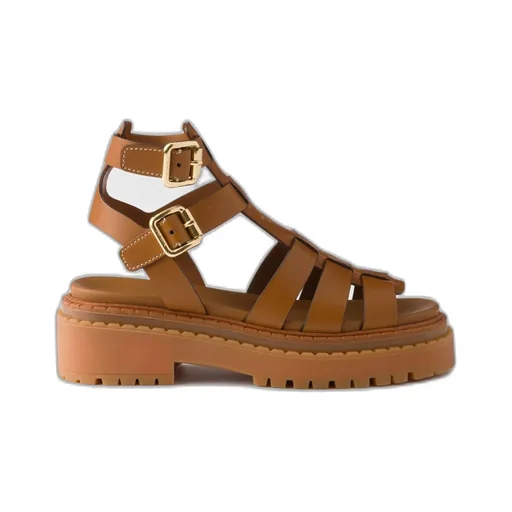 Leather Sandals With Ankle Straps