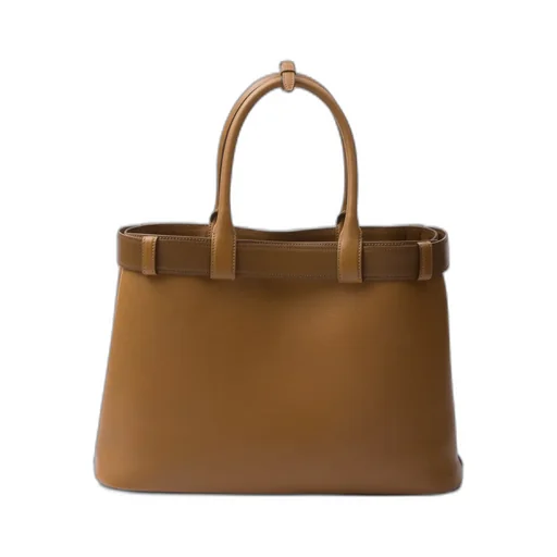 Prada Buckle Large Leather Handbag With Belt