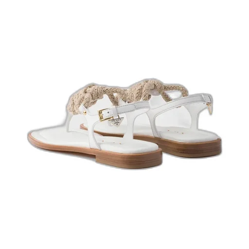 Leather And Cord Thong Sandals