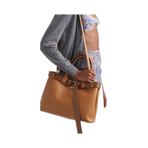 Prada Buckle Large Leather Handbag With Belt