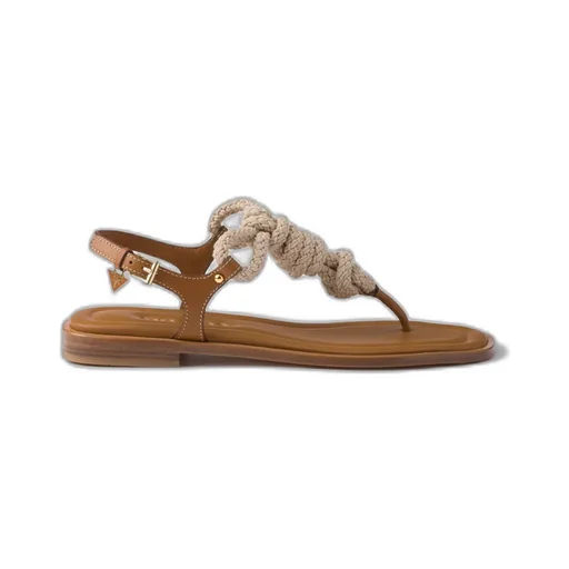 Leather And Cord Thong Sandals