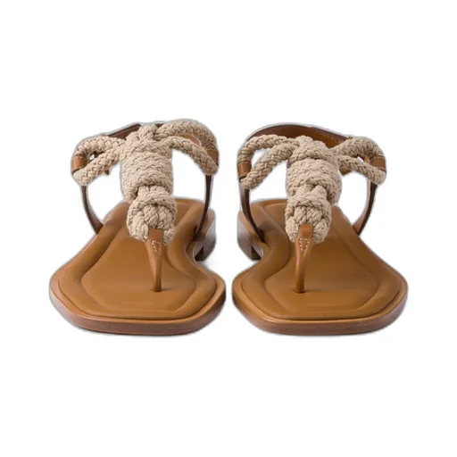Leather And Cord Thong Sandals