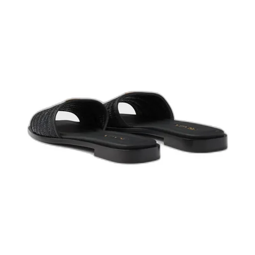 Leather Slides With Crochet Details