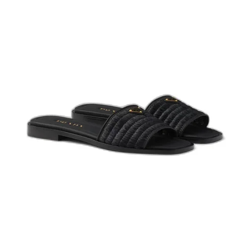 Leather Slides With Crochet Details