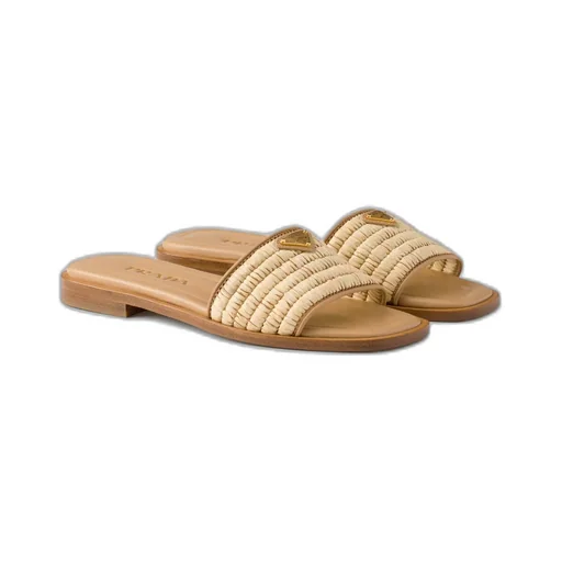 Leather Slides With Crochet Details