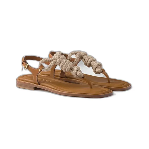 Leather And Cord Thong Sandals
