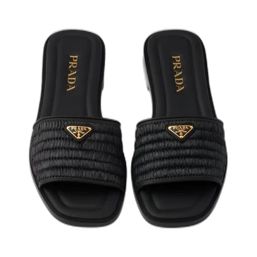 Leather Slides With Crochet Details