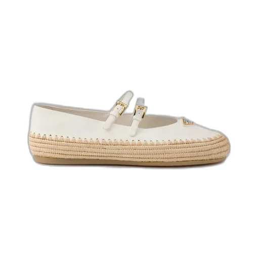 Nappa Leather And Raffia Ballerinas