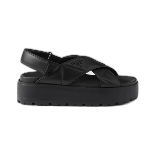 Nappa Leather Crisscross Flatform Sandals