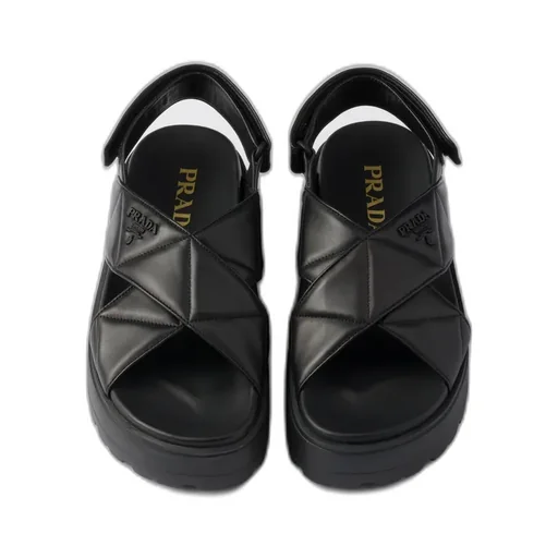 Nappa Leather Crisscross Flatform Sandals