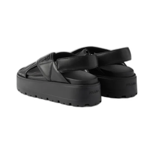 Nappa Leather Crisscross Flatform Sandals