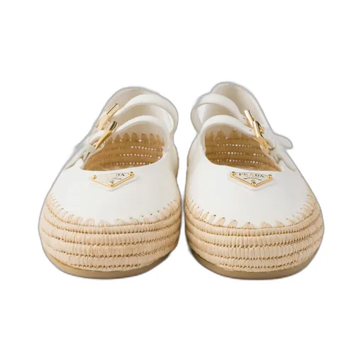 Nappa Leather And Raffia Ballerinas