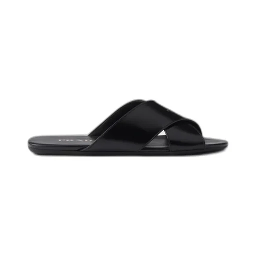Brushed Leather Slides