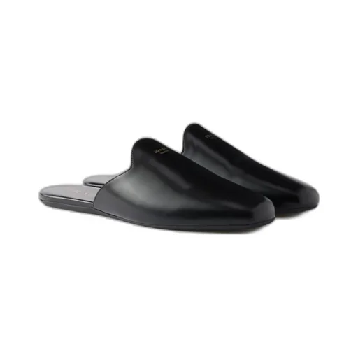 Brushed Leather And Shearling Mules