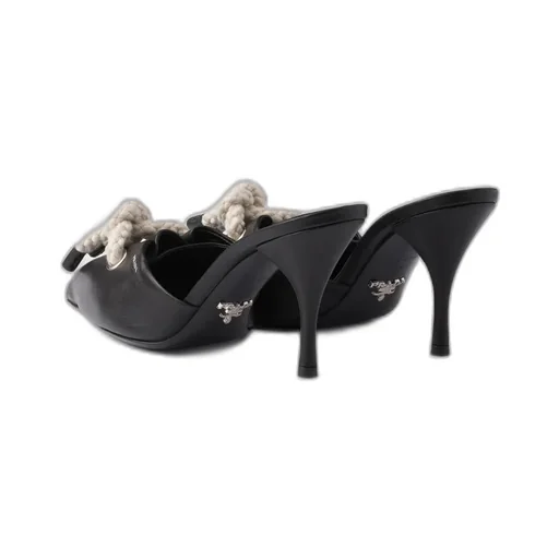 Nappa Leather Mules With Cord Detail