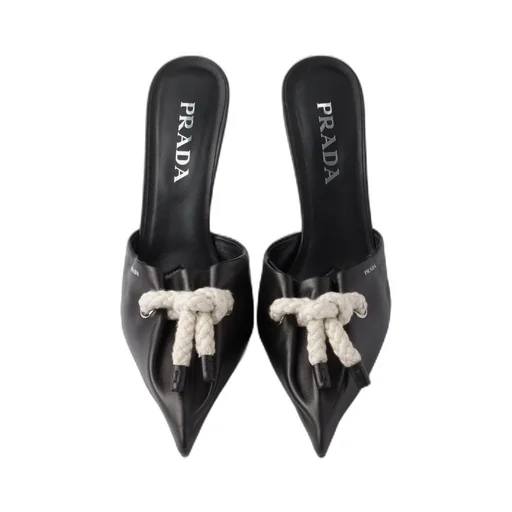 Nappa Leather Mules With Cord Detail