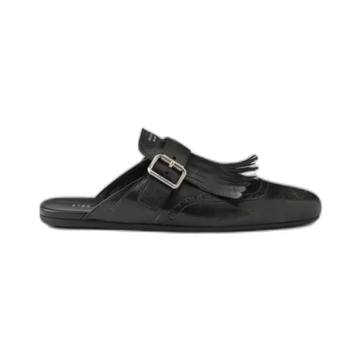 Shuffle Fringed Leather Mules
