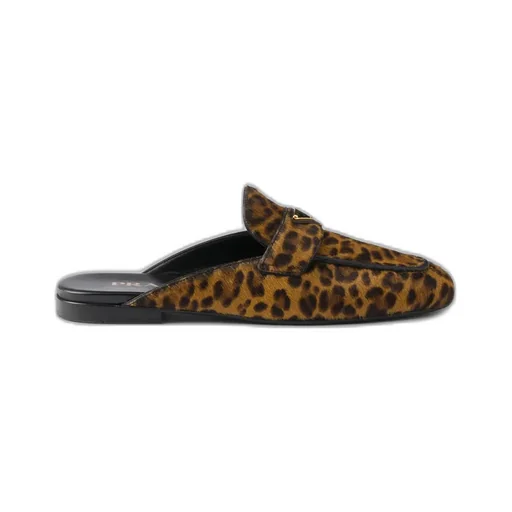 Leopard-Print Leather Mules