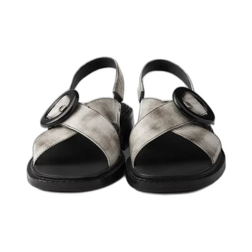 Brushed Leather Sandals With Buckle