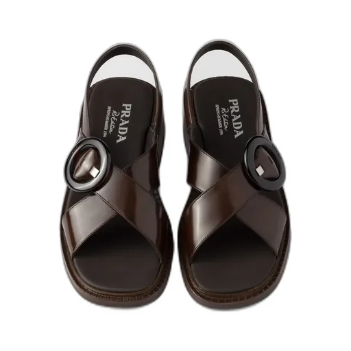 Brushed Leather Sandals With Buckle