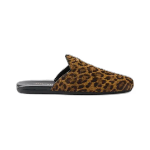 Leopard-Print Leather Mules