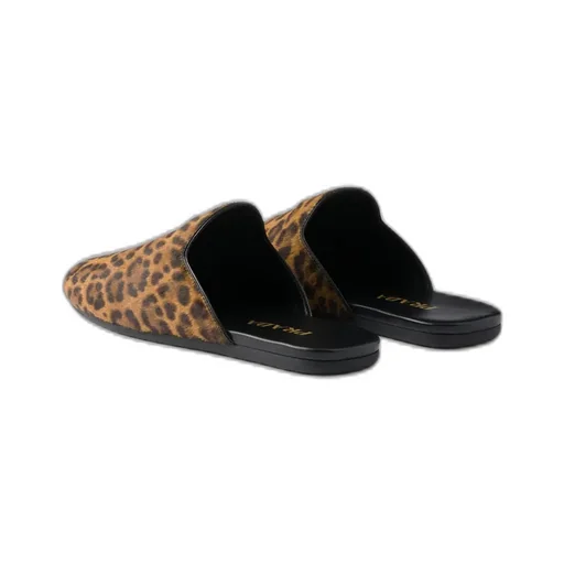 Leopard-Print Leather Mules